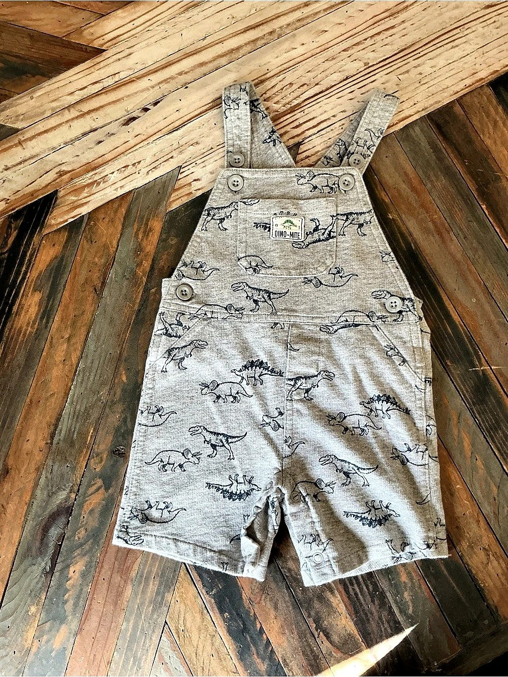 carter's Dinosaur Print Short Overalls Size 18 months Like New Dino-mite